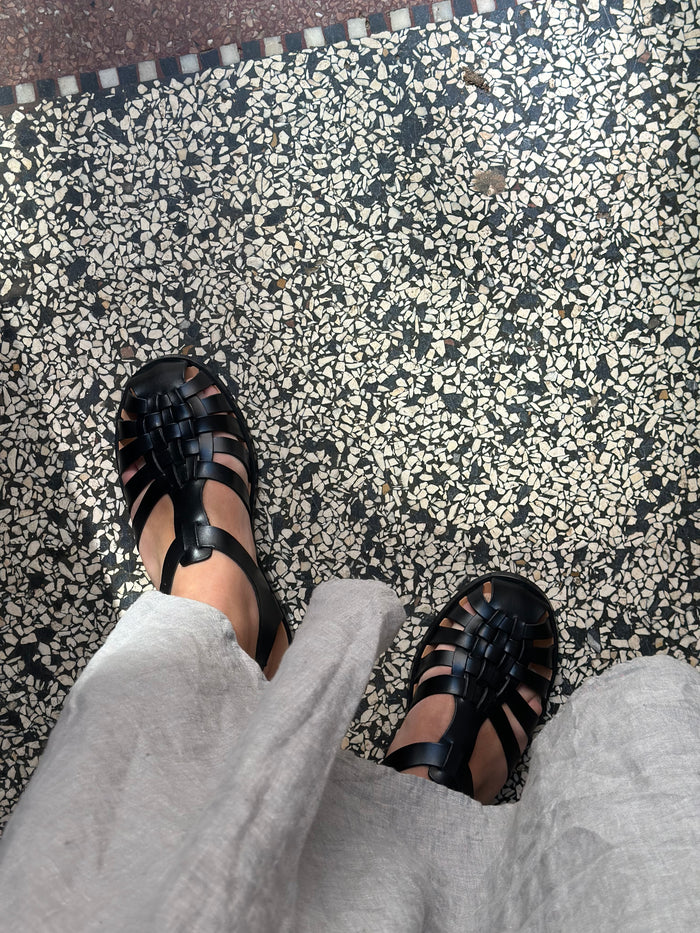 Lædersandaler - Sort