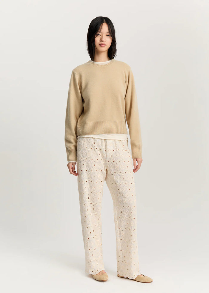 Aiayu - Ava Pant Embroidery - Pure Ecru