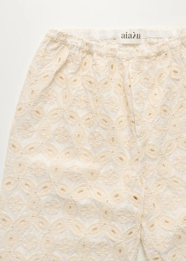 Aiayu - Ava Pant Embroidery - Pure Ecru