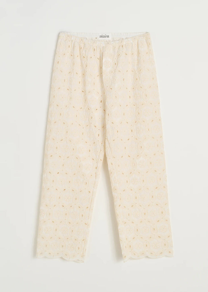 Aiayu - Ava Pant Embroidery - Pure Ecru