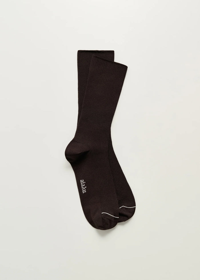 Aiayu - Cotton Rib Socks - Chocolate