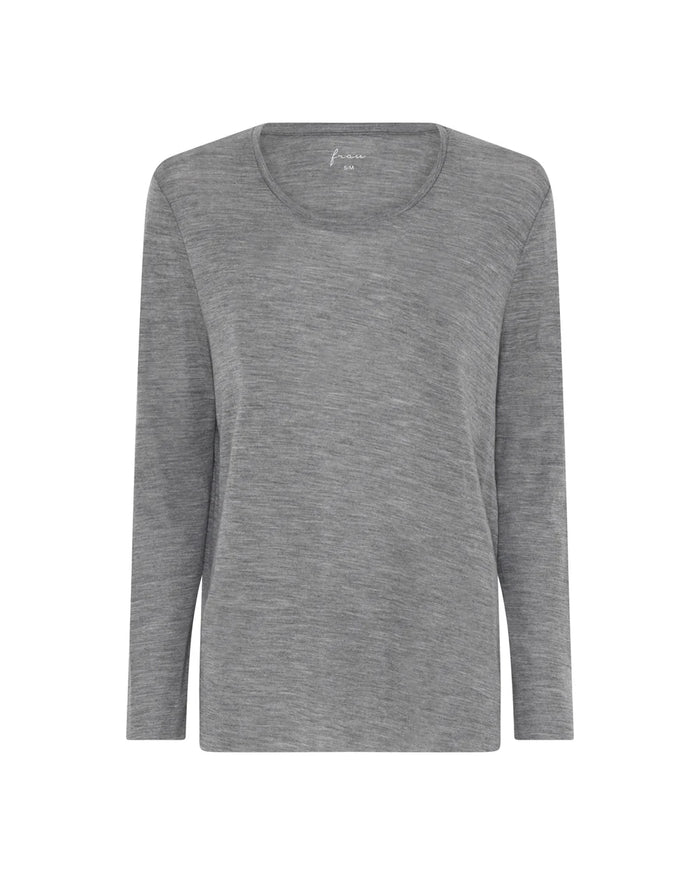 Frau - Panama Wool LS Loose Top - Dark Grey Melange