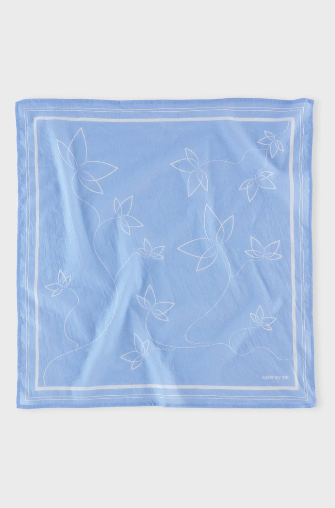 Care by me - Lotus tørklæde - Summer blue / white print