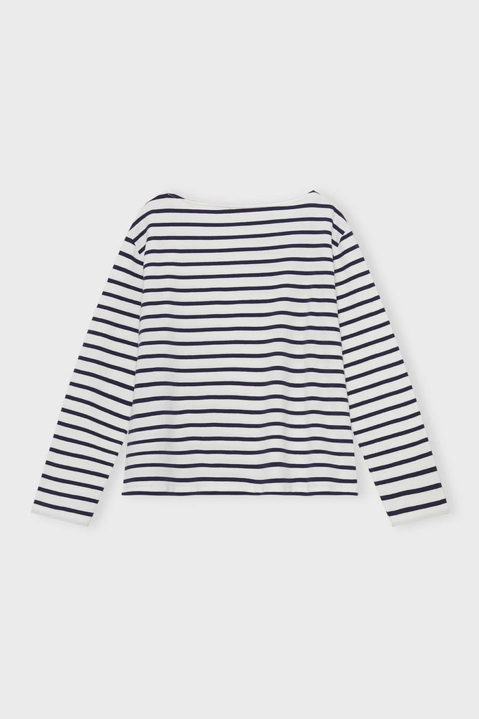 Moshi Moshi Mind - Stribet Sweatshirt - Ecru/navy
