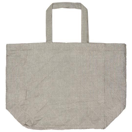 Quiltet taske med hvide og mørkegrå striber