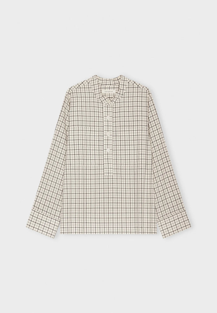 Moshi Moshi Mind - Ayla Shirt Check - Ecru/Moonless Night