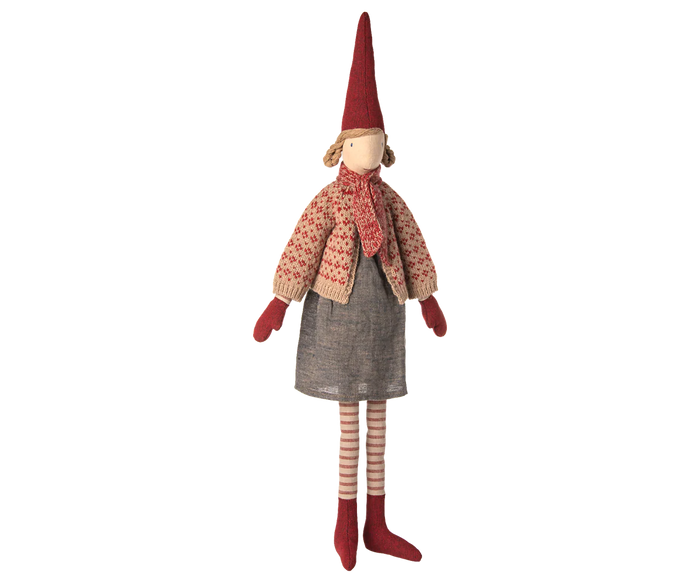 Maileg - Nisse Str. 4 - Pige m. Cardigan og Nederdel