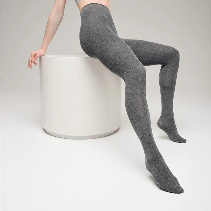Strømpebukser m. Cashmere - Medium Grey Melange