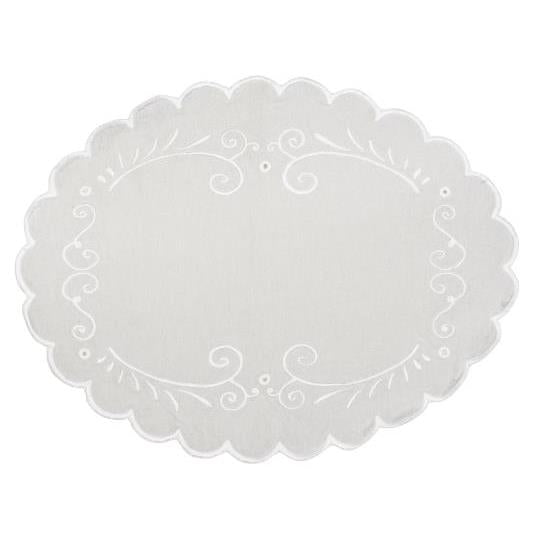 Brødserviet - Oval - Hvid m. broderi