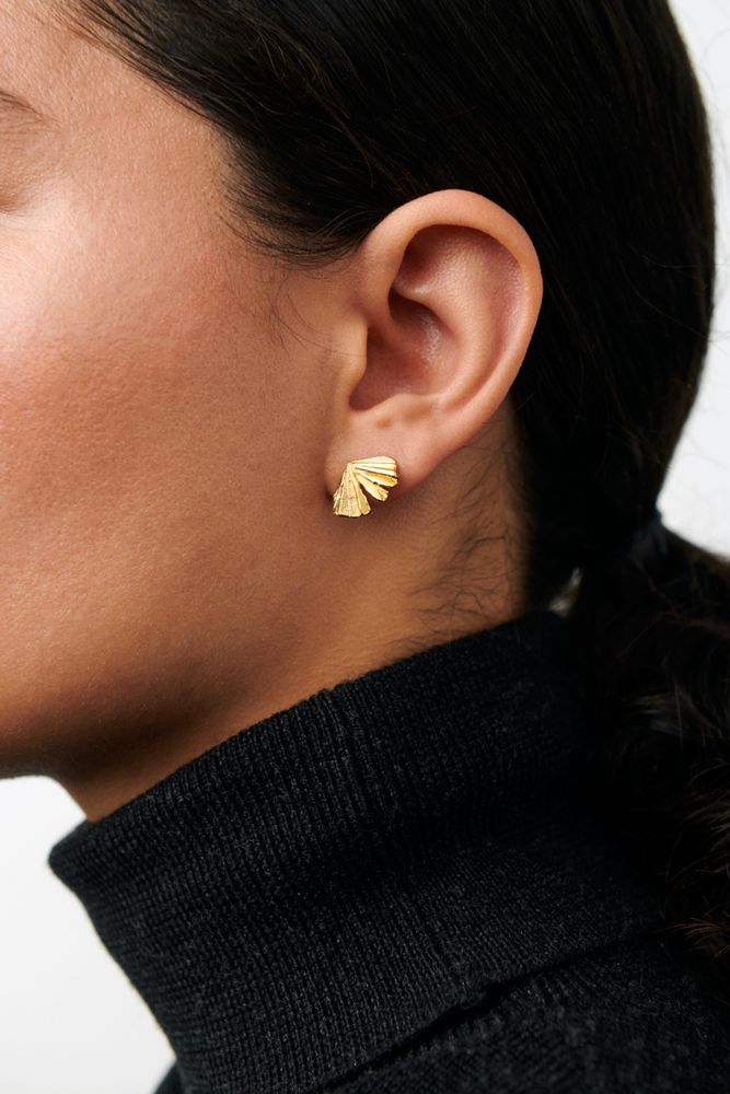 Pernille Corydon - Autumn Leaf Earsticks - Forgyldt