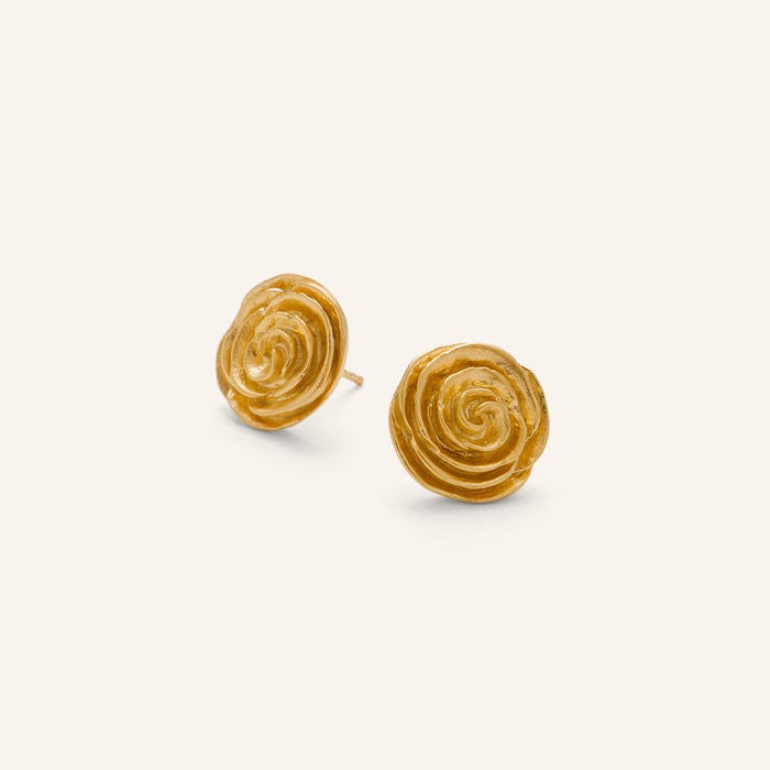 Pernille Corydon - Large Rose Earsticks - Forgyldt