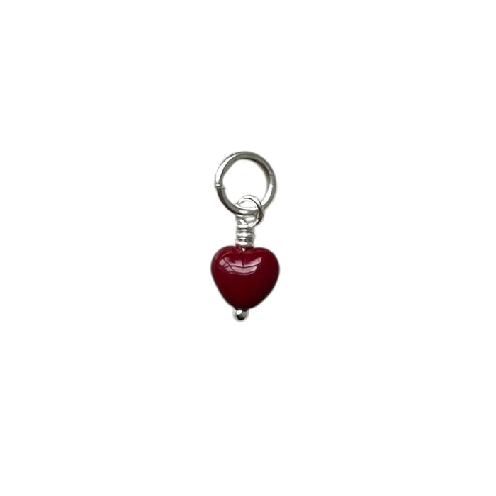 Mini Hjerte Vedhæng - Wine/Sølv