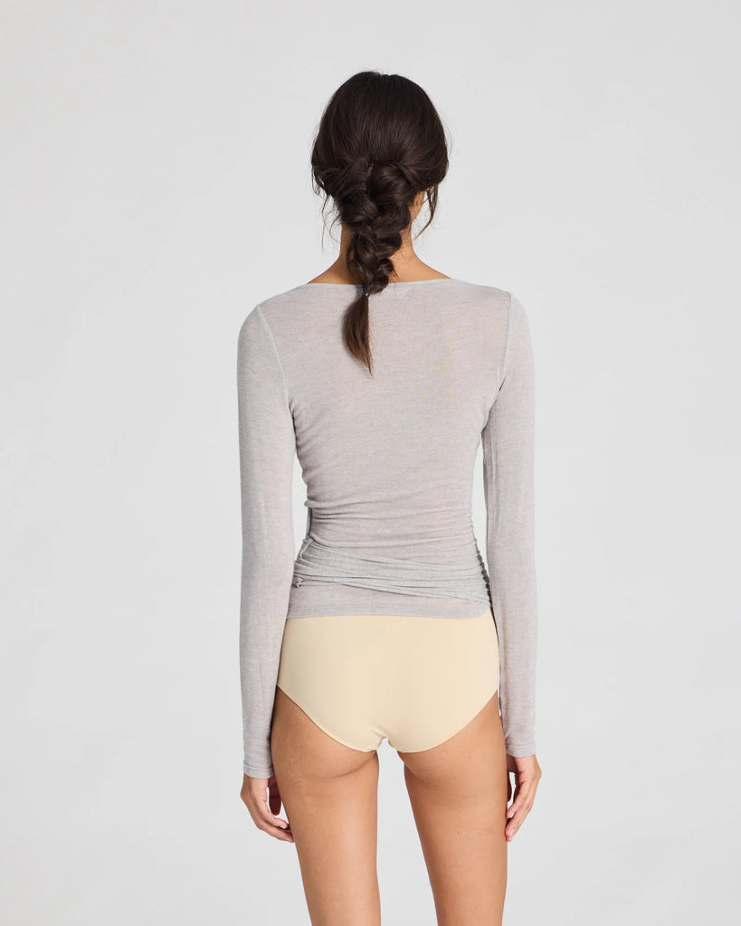 Gai+Lisva - Anne Wrap Top - Light Grey Melange