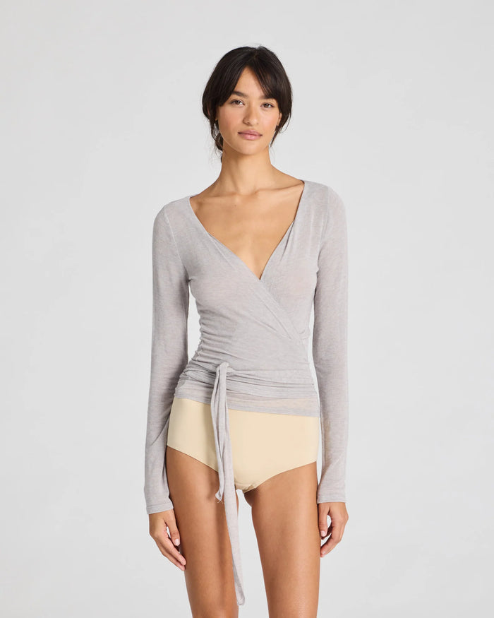 Gai+Lisva - Anne Wrap Top - Light Grey Melange
