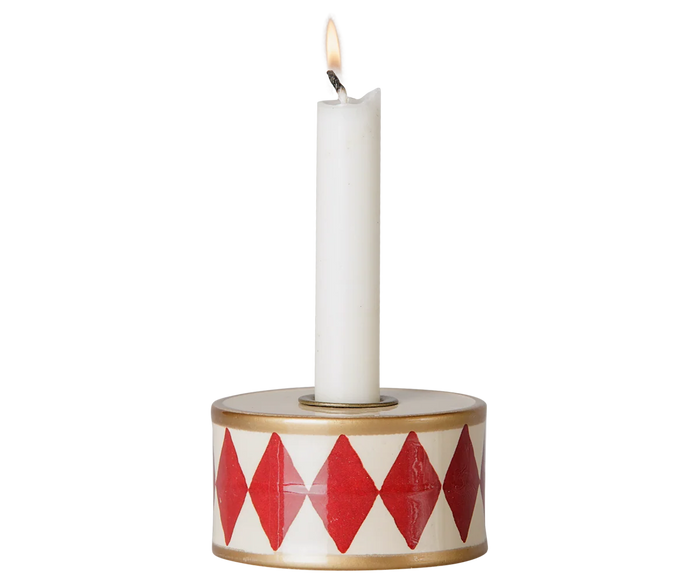 Maileg - Tromme Lysestage - Rød/Off White