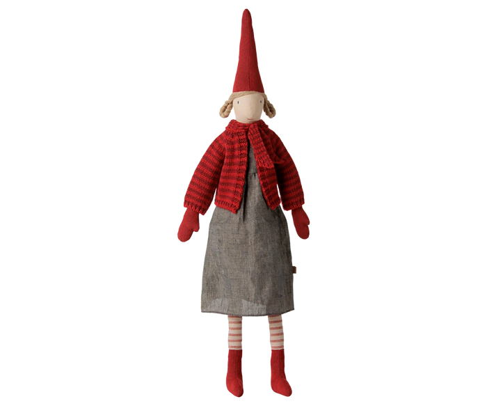 Maileg - Nisse Str. 4 - Pige m. Stribet Strikket Cardigan