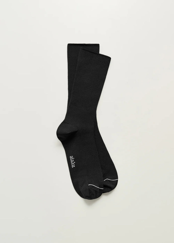 Aiayu - Cotton Rib Socks - Black