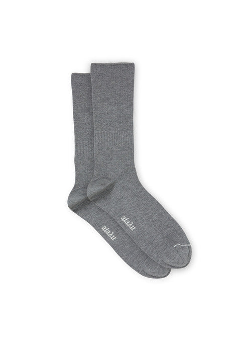 Aiayu - Cotton Rib Socks - Grey Melange