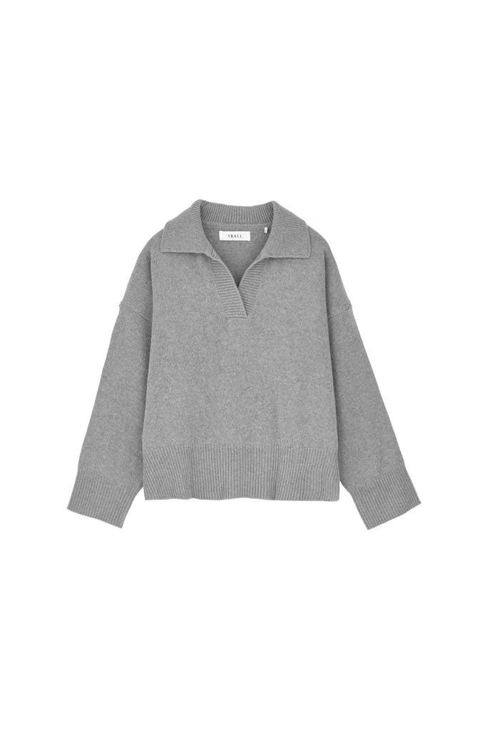 Skall Studio - Dean V-Neck Jumper - Grey Melange