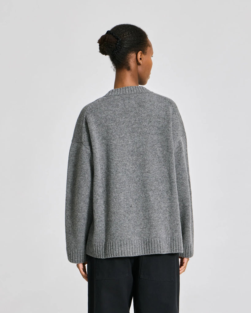 Gai + Lisva - Elvira Lambswool V-neck Knit - Grafitti Grey Melangé