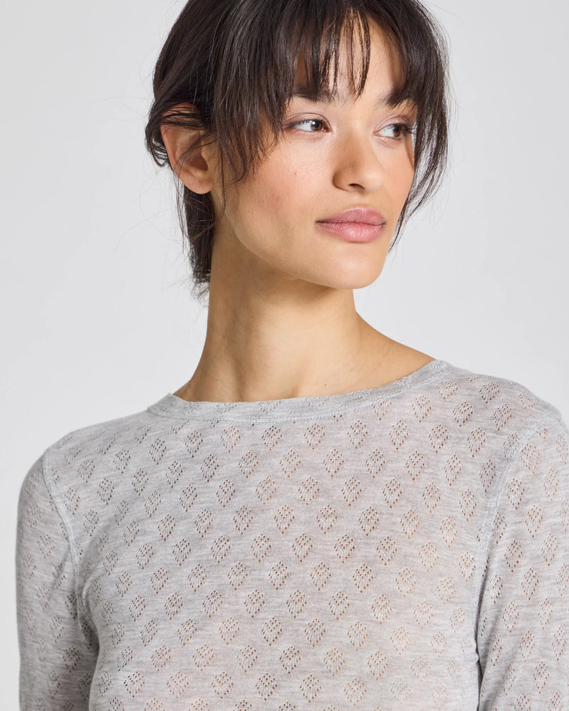 Gai + LIsva - Fermi Silk Top - Light Grey Melange