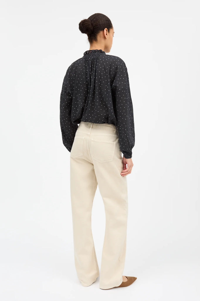 Skall Studio - Hannah Shirt - Sort/Hvide Prikker