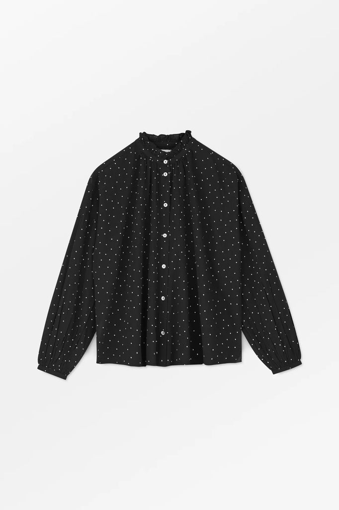 Skall Studio - Hannah Shirt - Sort/Hvide Prikker