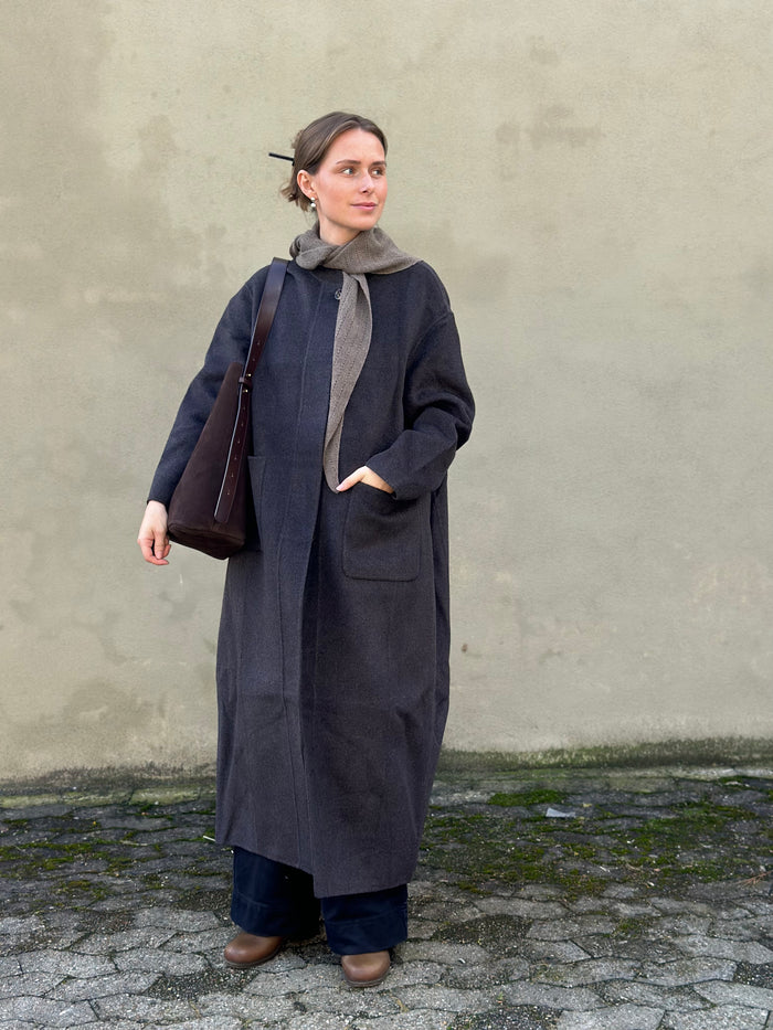 Frau - Chicago Pure Wool Long Coat - Chocolate Torte Melange