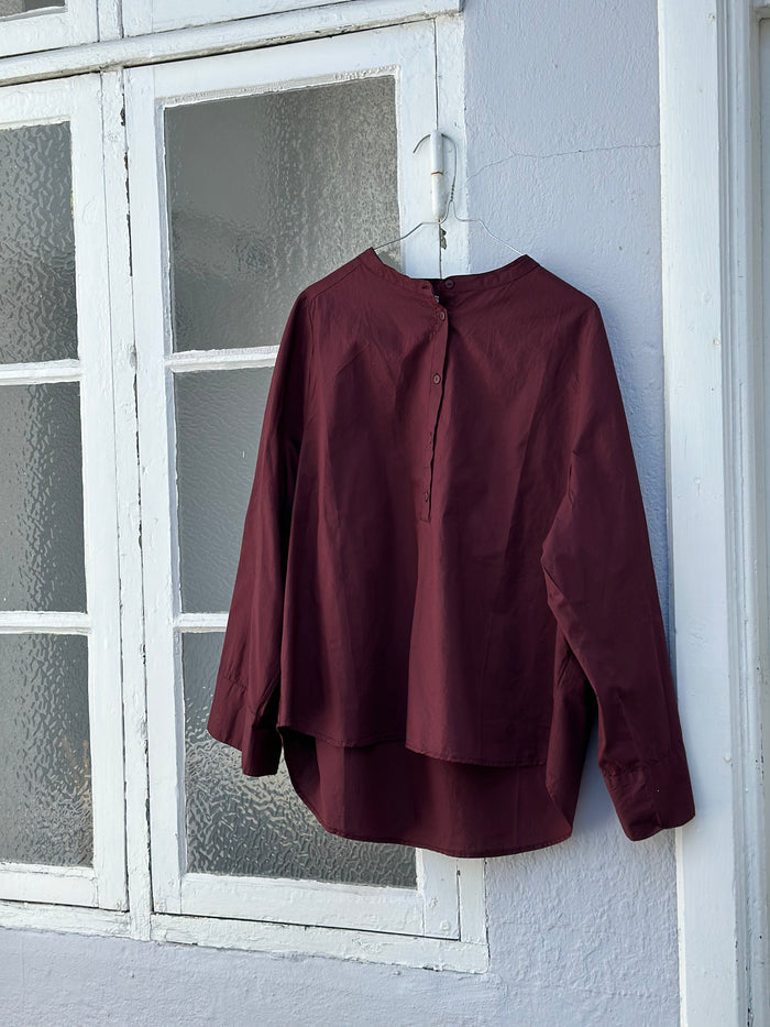 Frau - Madrid Wide Sleeve Shirt - Red Mahogny