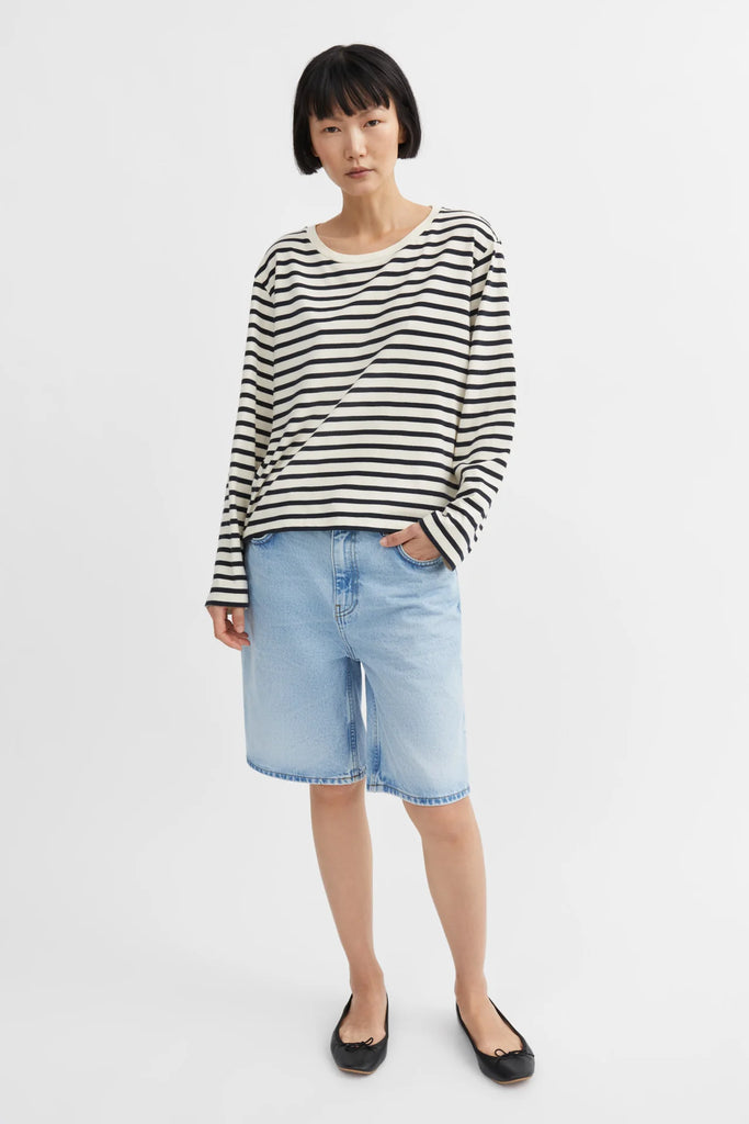 Skall Studio - Loui Oversized Blouse - Dark Navy/White Stripe