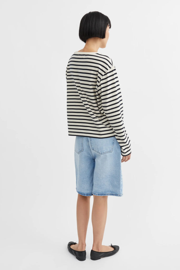 Skall Studio - Loui Oversized Blouse - Dark Navy/White Stripe