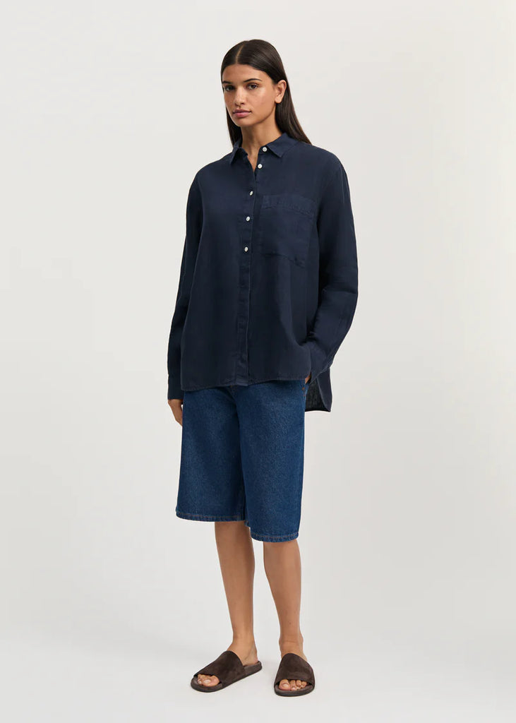 Aiayu - Lynette Shirt Linen - Navy