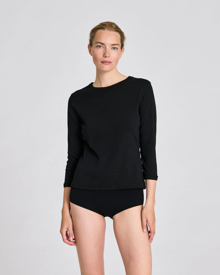 Gai + Lisva - Sascha 3/4 Sleeve Cotton Top - Black