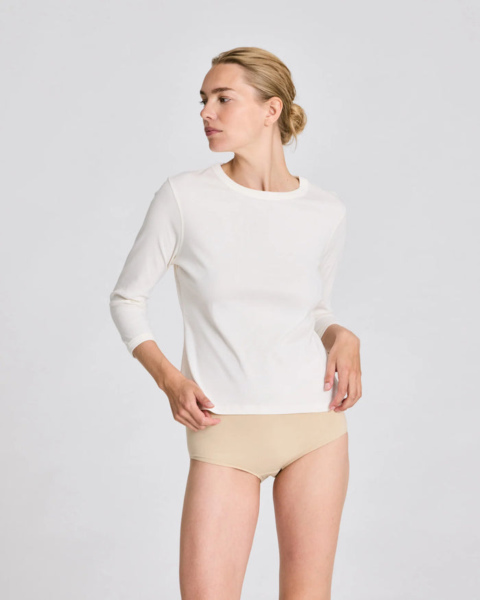 Gai + Lisva - Sascha 3/4 Sleeve Cotton Top - Egret