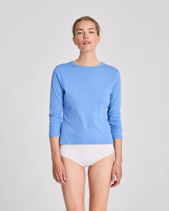 Gai + Lisva - Sascha 3/4 Sleeve Cotton Top - Azurine Blue