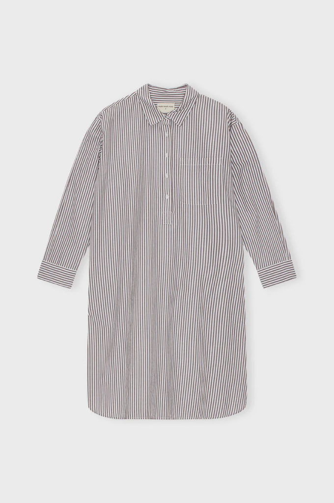 Moshi Moshi Mind - Relieve Shirtdress Stripe - Dark Taupe / Ecru