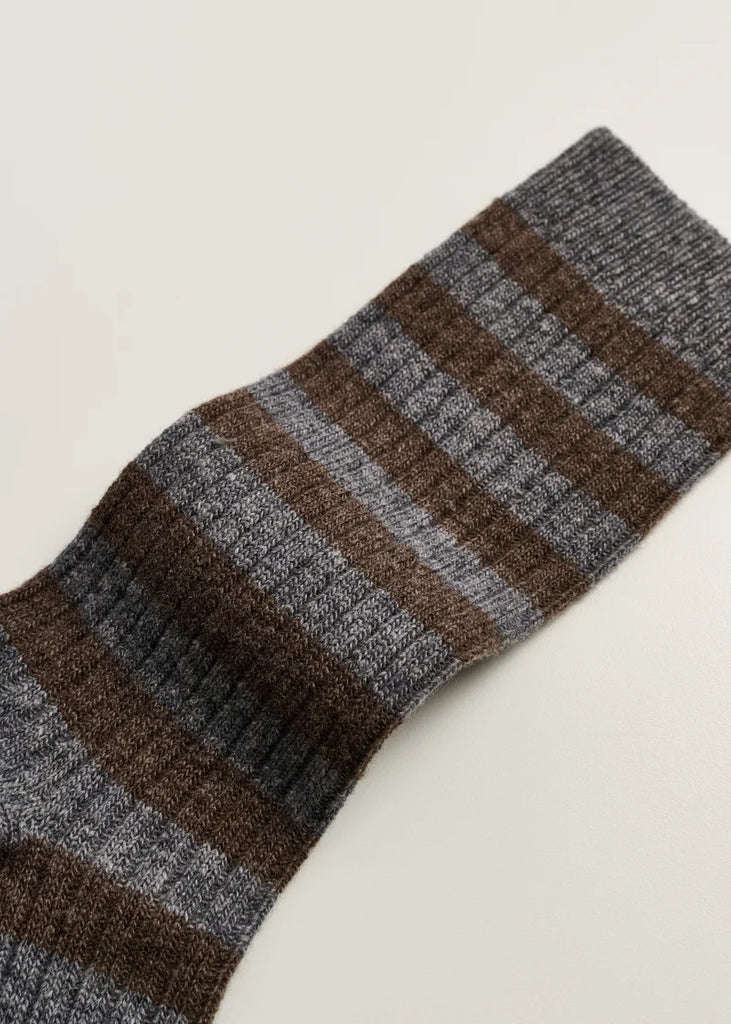 Aiayu - Striped Cashmere Sock - Mix Grey