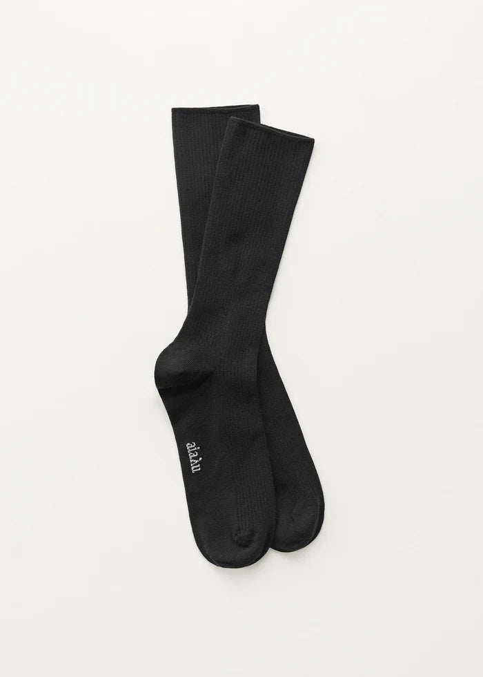 Aiayu - Wool Rib Socks - Black