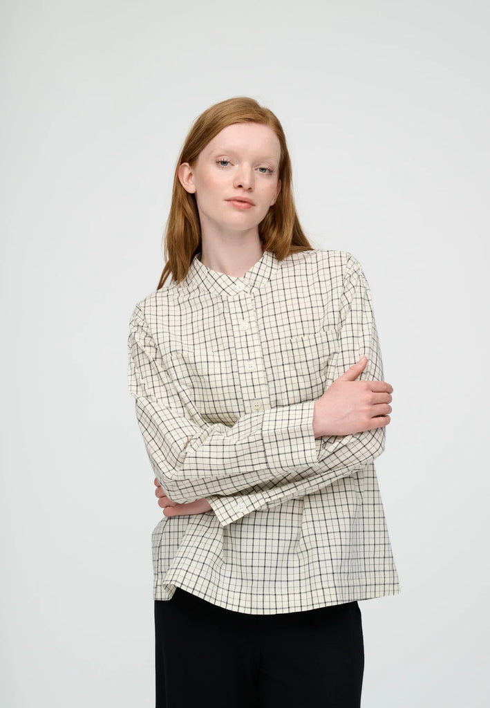 Moshi Moshi Mind - Ayla Shirt Check - Ecru/Moonless Night