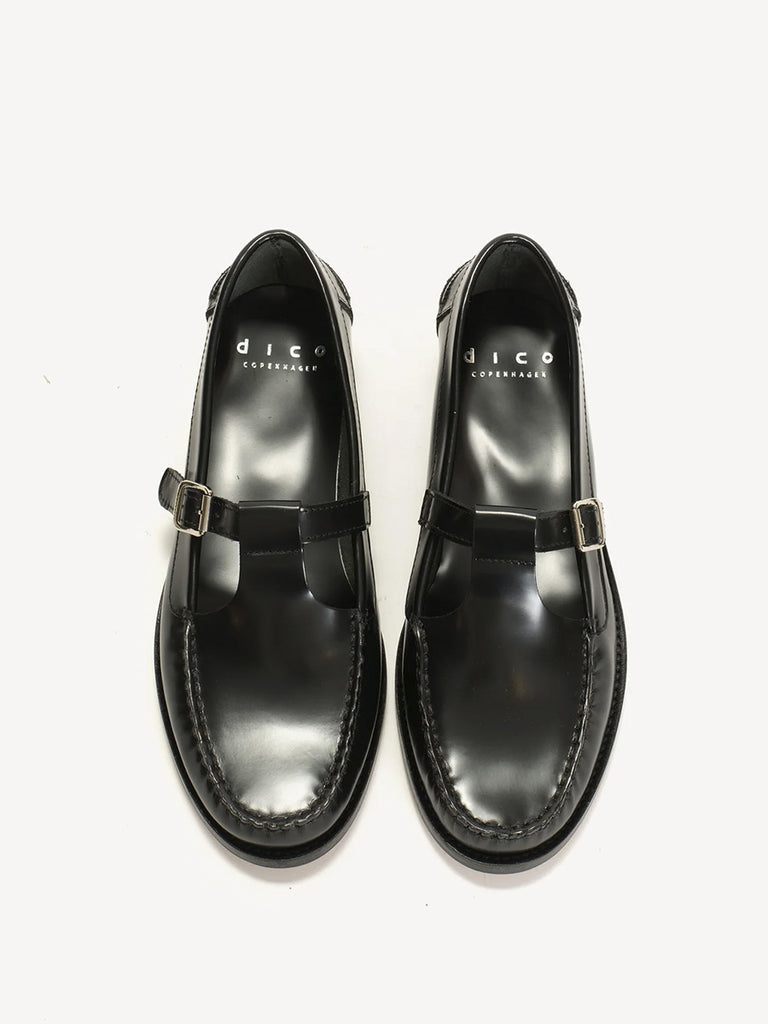 Dico - Moccasin T-Bar Loafer - Black Polido Leather