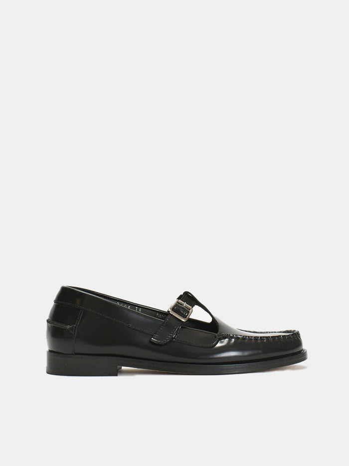 Dico - Moccasin T-Bar Loafer - Black Polido Leather