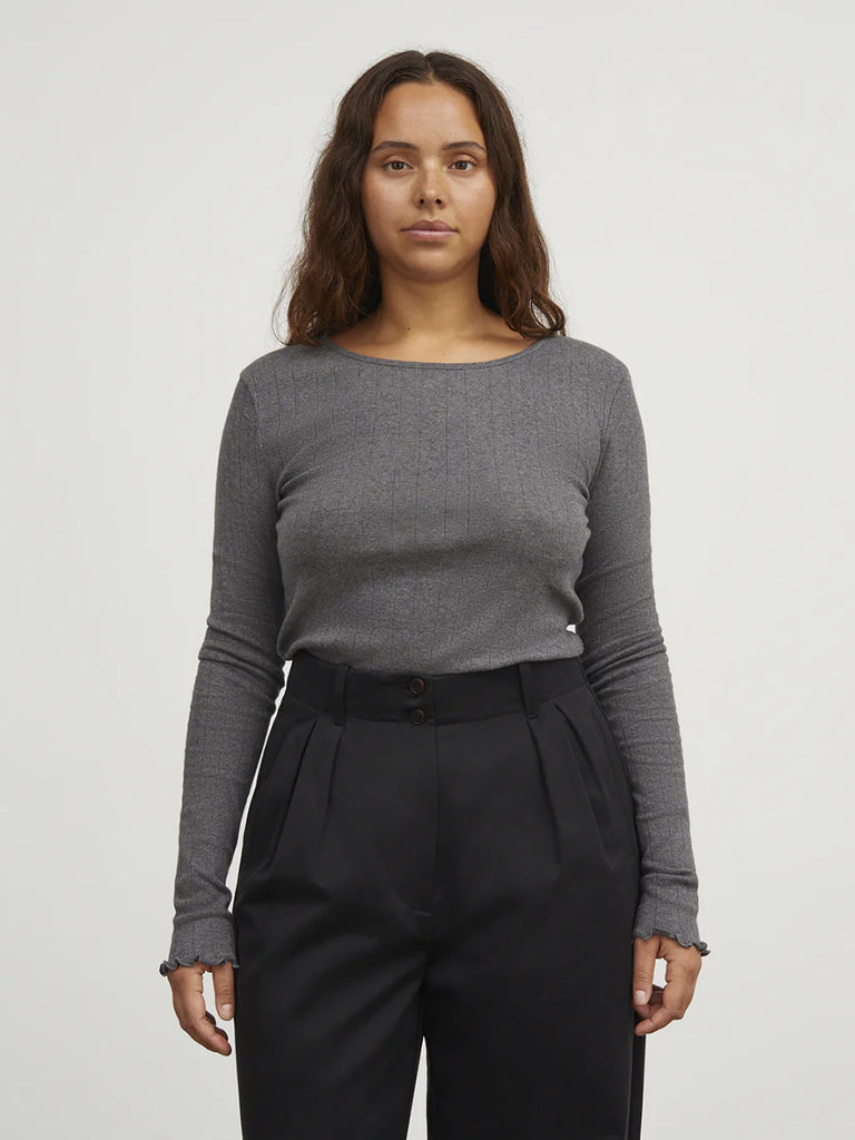 Skall Studio - Edie Blouse - Dark Grey Melange