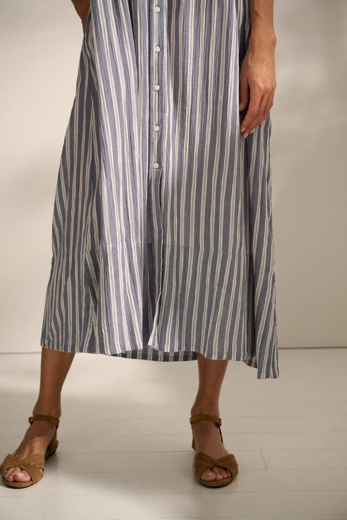 Moshi Moshi Mind  - June Shirtdress Stripe - Sea Blue/Ecru
