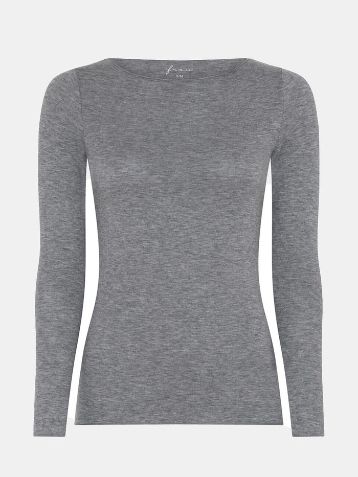 Frau - Lima Cashmere LS Boatneck Top - Grey Melange