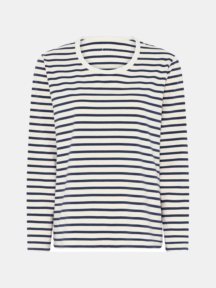 Frau - Panama Cotton LS Loose Top - Dark Navy Stripe