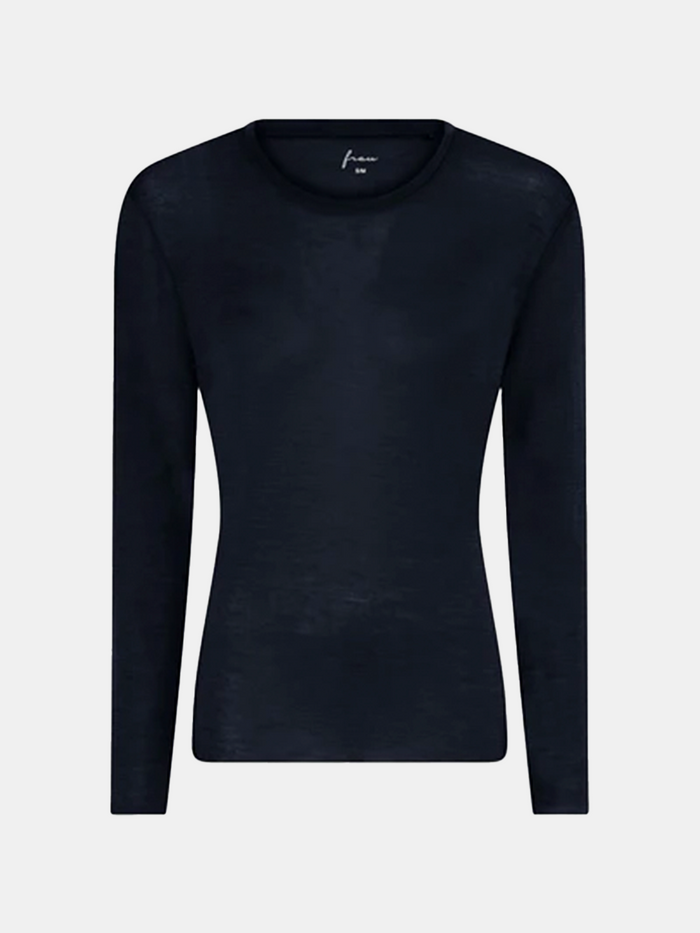 Frau - Panama Wool LS Loose Top - Dark Navy