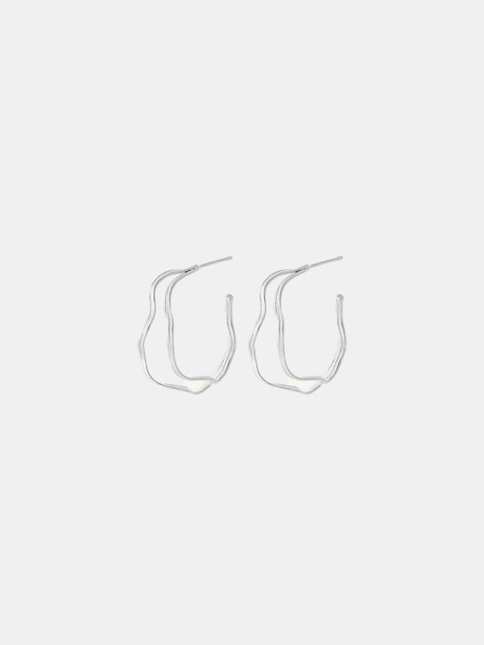 Pernille Corydon - Small Double Wave Hoops - Sølv el. Forgyldt