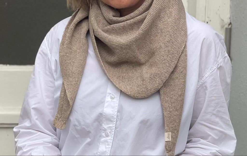 Tørklæde m. Cashmere - Light Brown Melange
