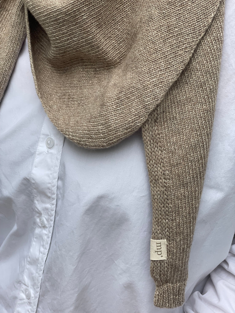 Tørklæde m. Cashmere - Light Brown Melange